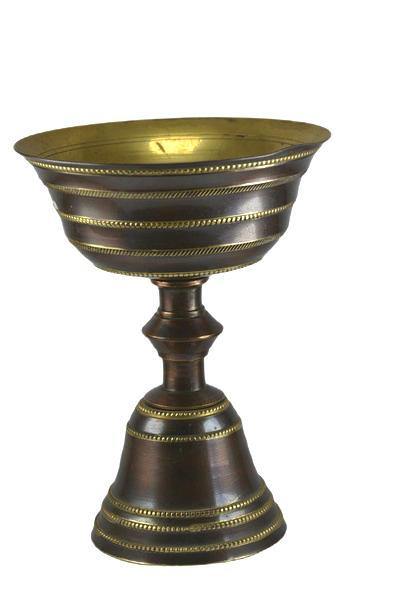 THE BUDDHIST SHOP Brass Butterlamp with Antique Polish-Plain 