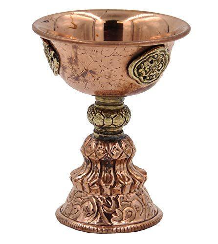 THE BUDDHIST SHOP Copper  Butterlamps with Brass design 