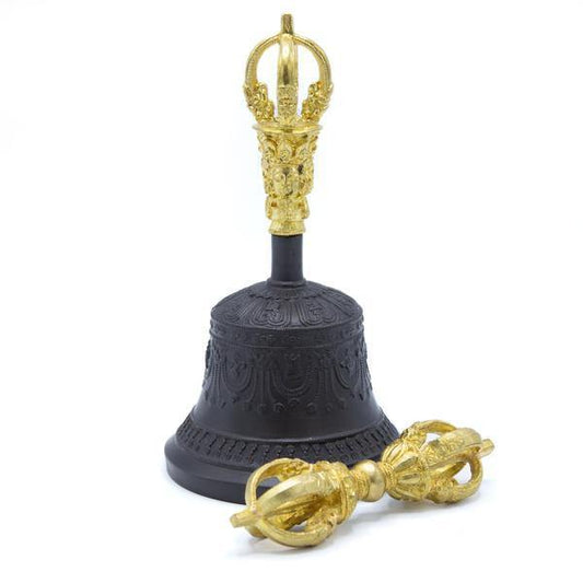 THE BUDDHIST SHOP Fine Black Bell & Dorjee 